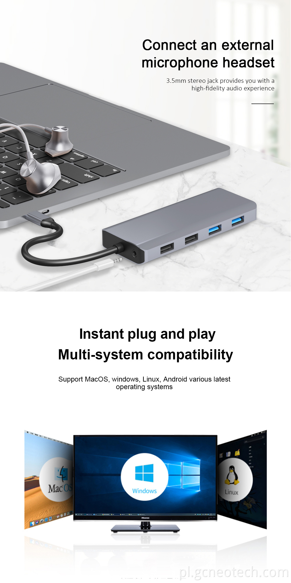 12-w-1 adapter stacji dokowania typu C laptop USB 12-in-1 Docking Station Adapter Type C Laptop USB